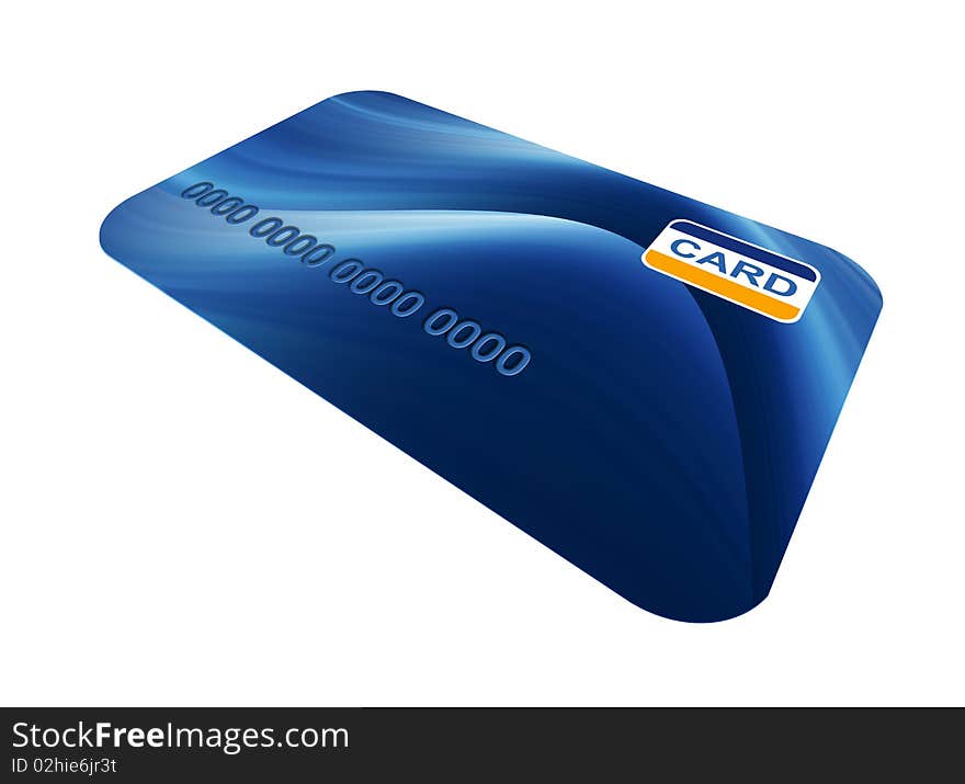 Blue credit card over white background. Illustration