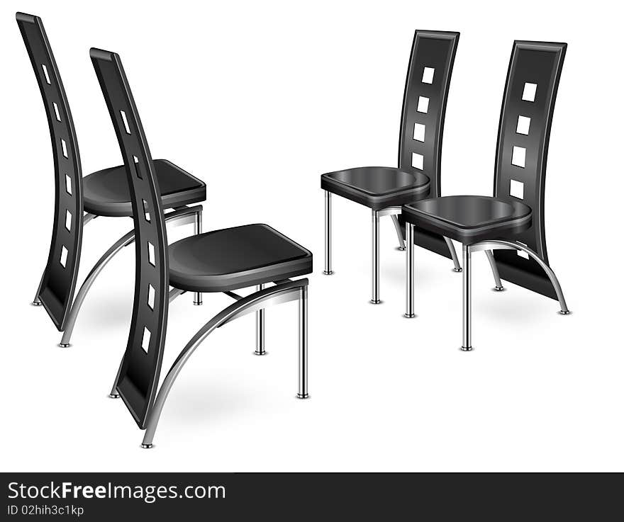 Modern chairs isolated on white background,  illustration