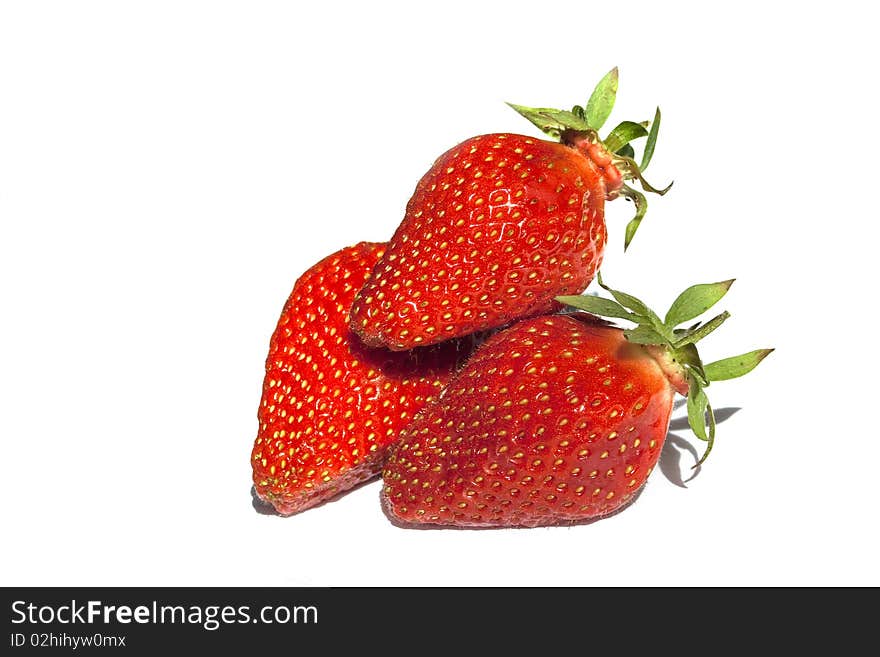 Strawberries isolated on white