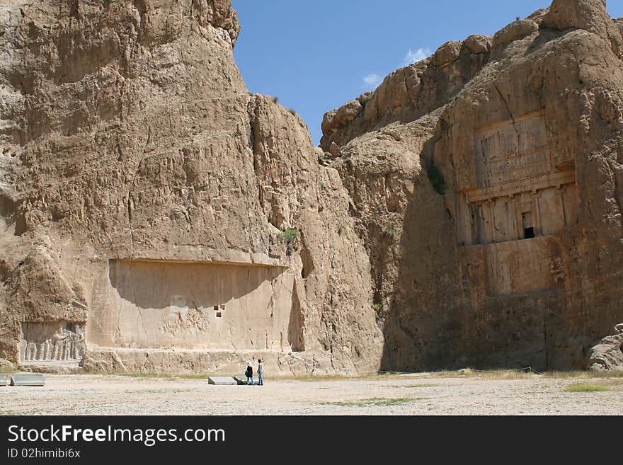 Grave of king Daeiros carved in rock near Persepolis. Grave of king Daeiros carved in rock near Persepolis