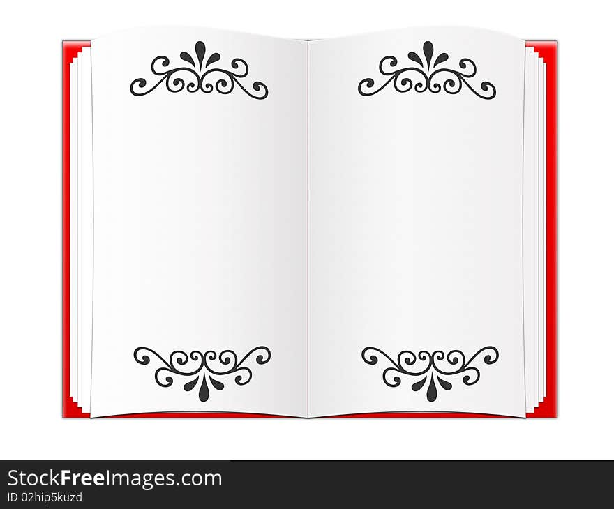 Illustration of an empty book with a red cover