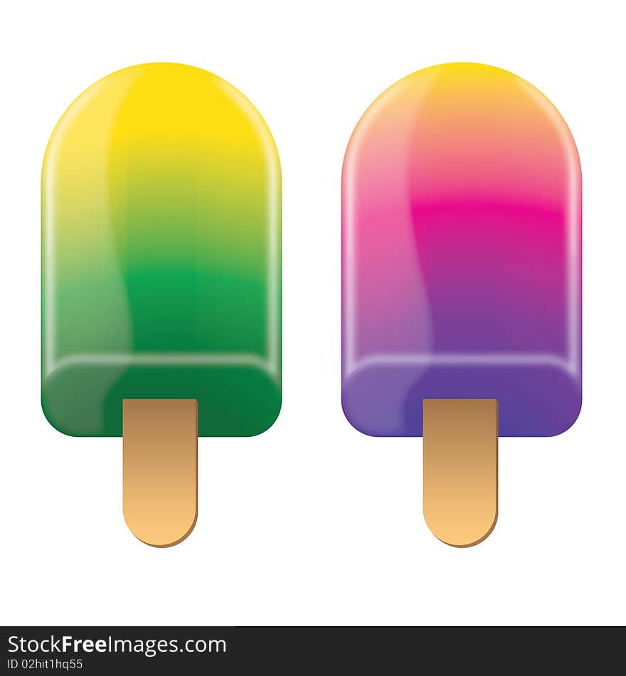 Two ice creams with colorful flavor. Two ice creams with colorful flavor