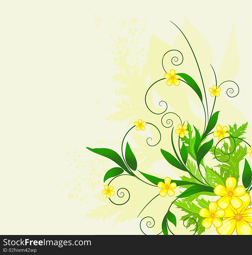 Floral background, illustration with copy space area