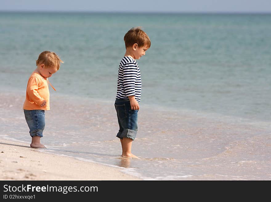 Two kids on beach