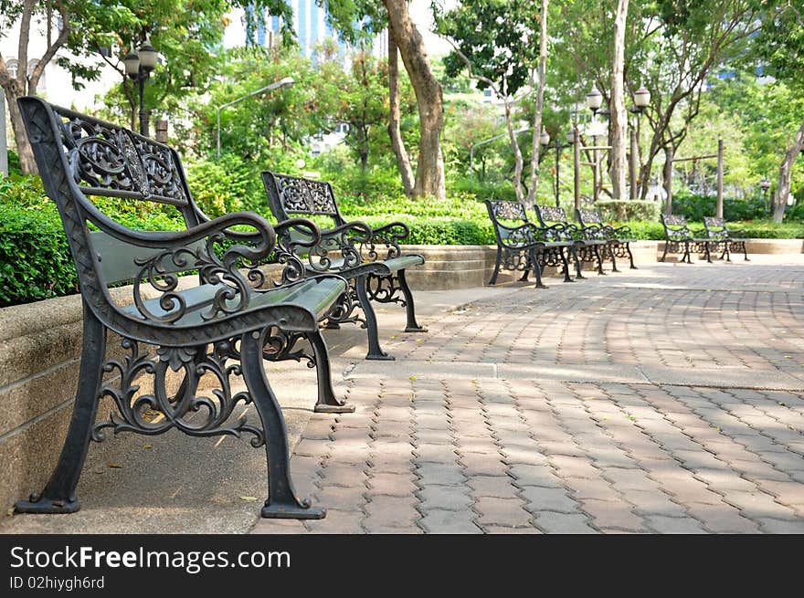 Iron bench in park, at Bangkok Thailand. Iron bench in park, at Bangkok Thailand