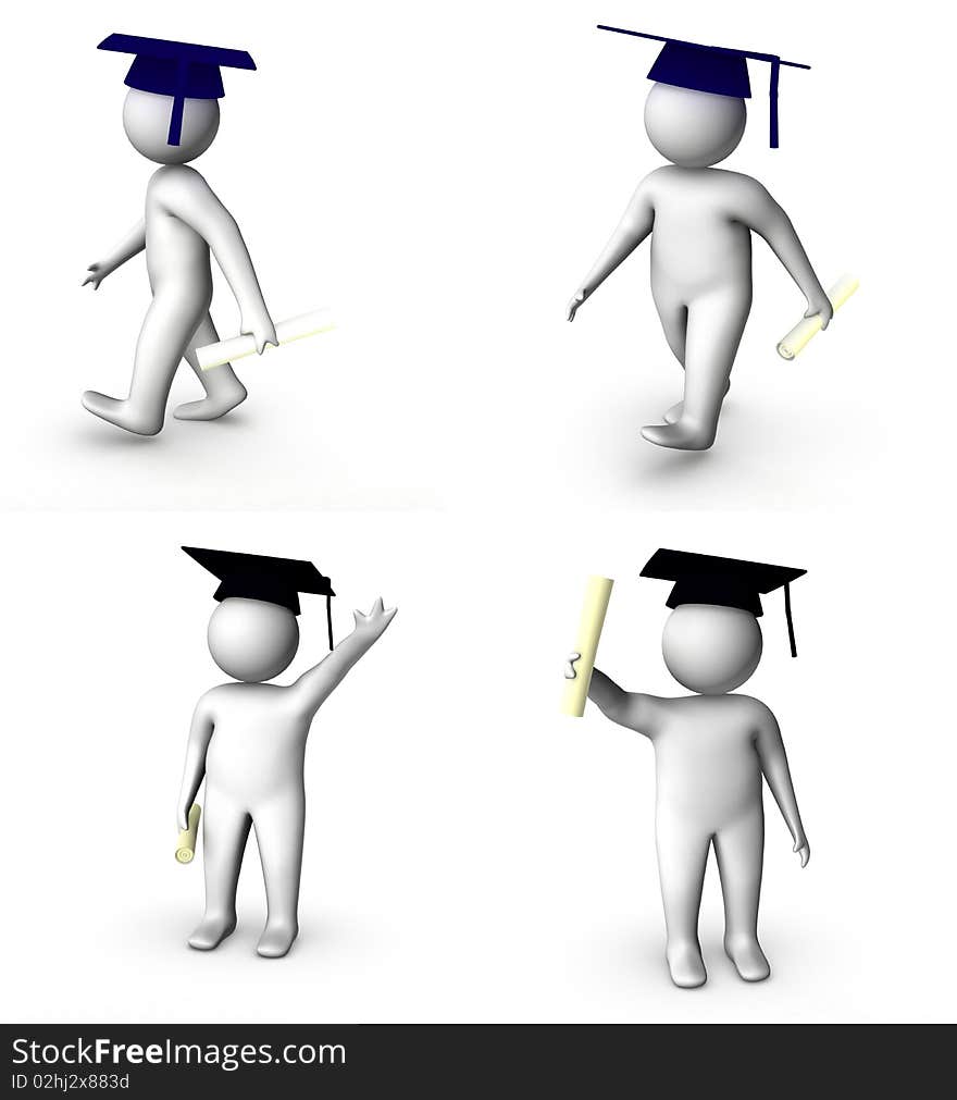 Set Of 3d Man Graduated