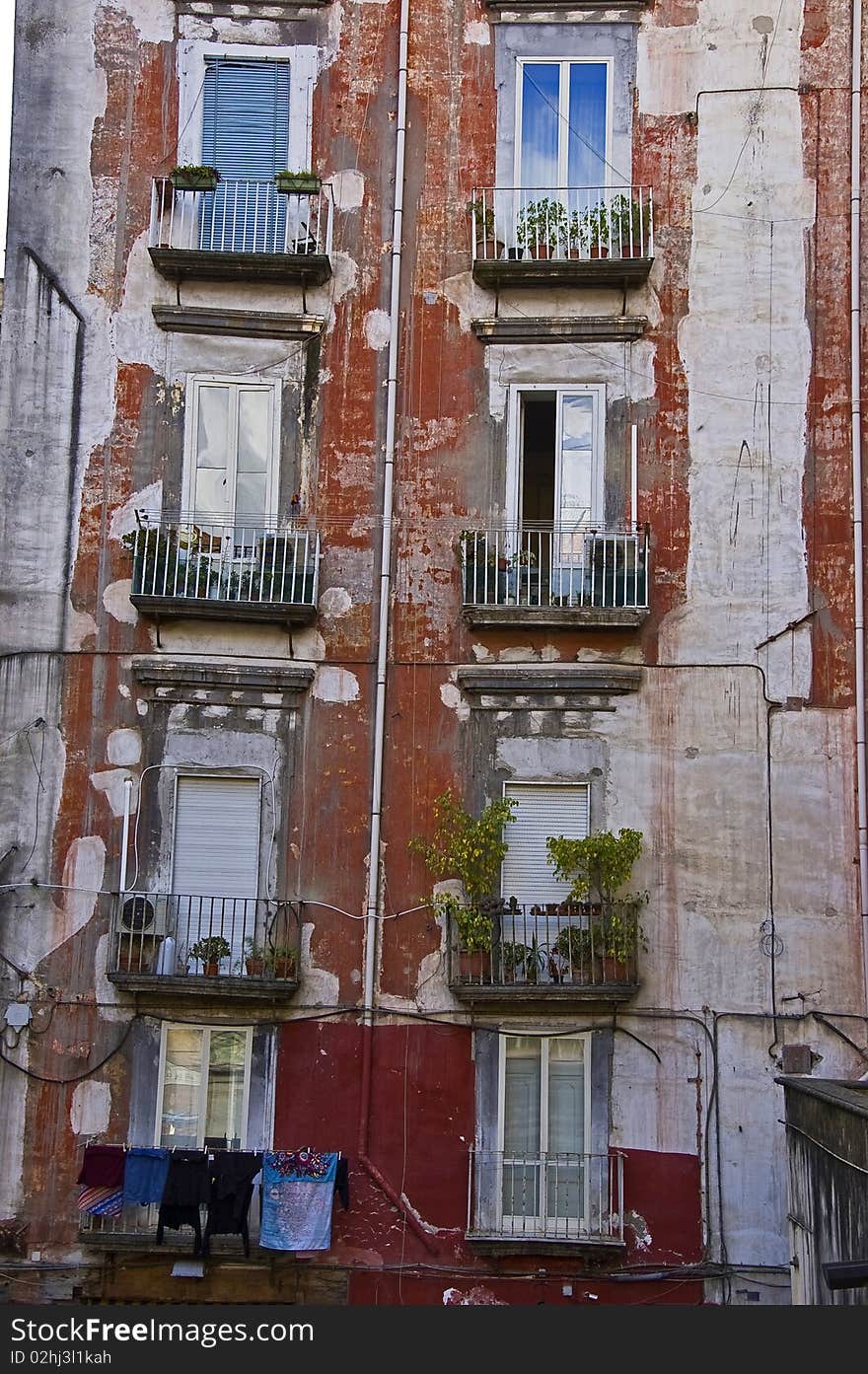 Popular building in Naples, Italy. Popular building in Naples, Italy