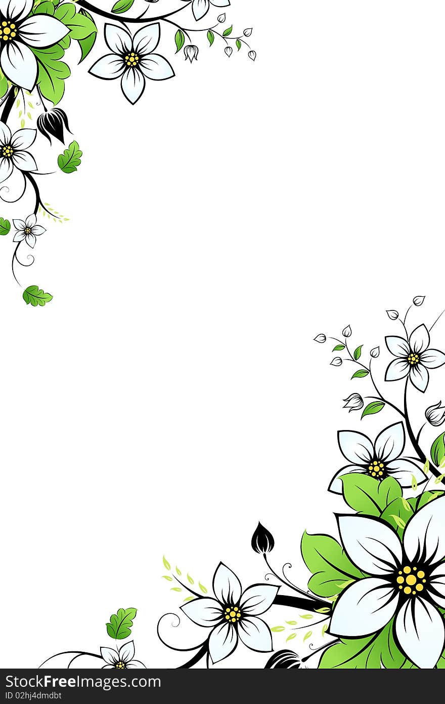 Abstract Background with flowers and leaves for your design. Abstract Background with flowers and leaves for your design