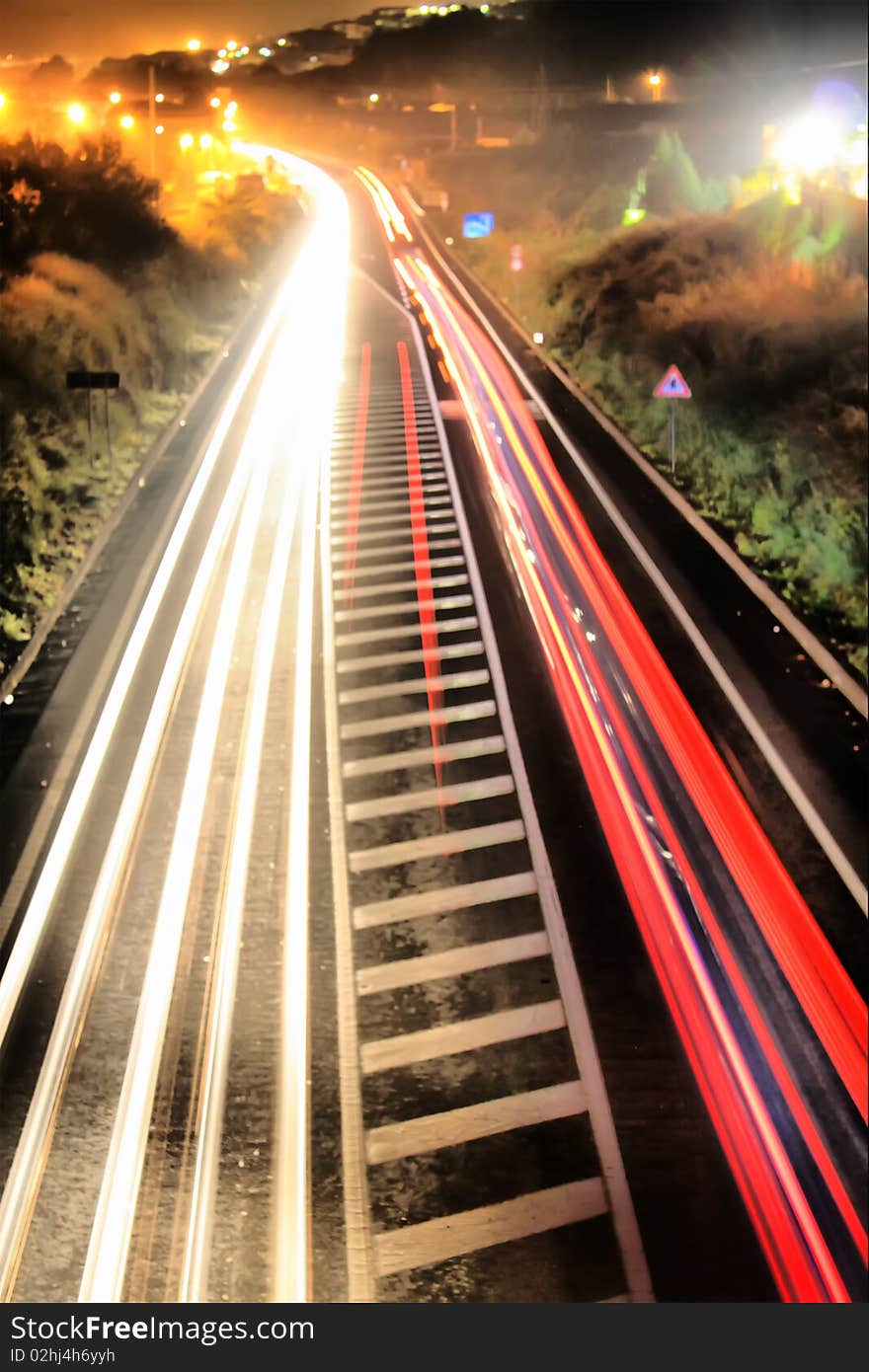 Photo of the highway in the night in Sicily. Photo of the highway in the night in Sicily