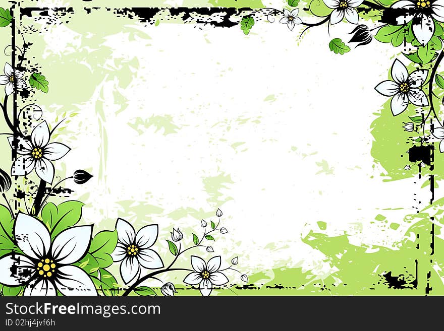 Abstract Grunge Background with flowers and leaves for your design. Abstract Grunge Background with flowers and leaves for your design