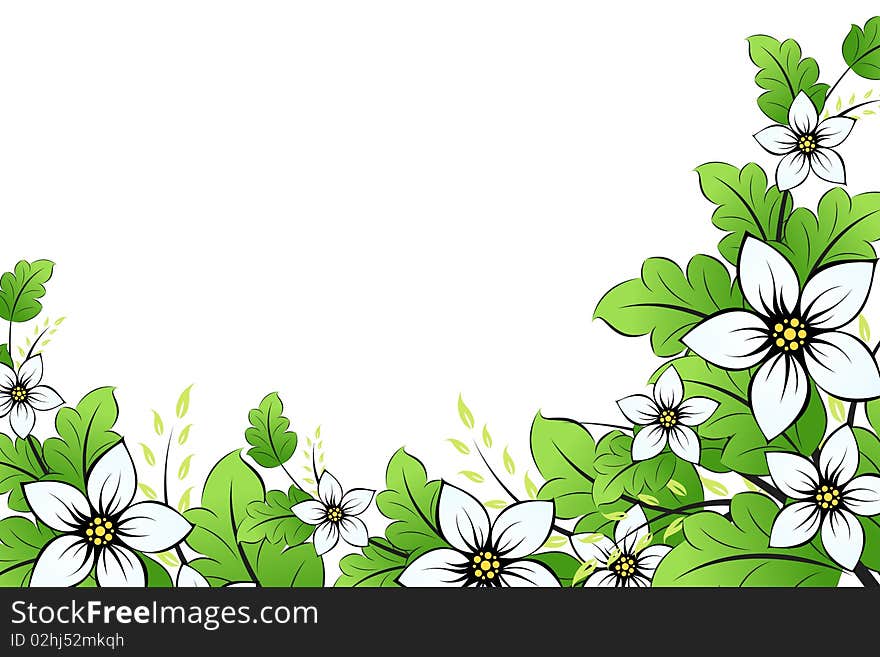 Flower background with leaves