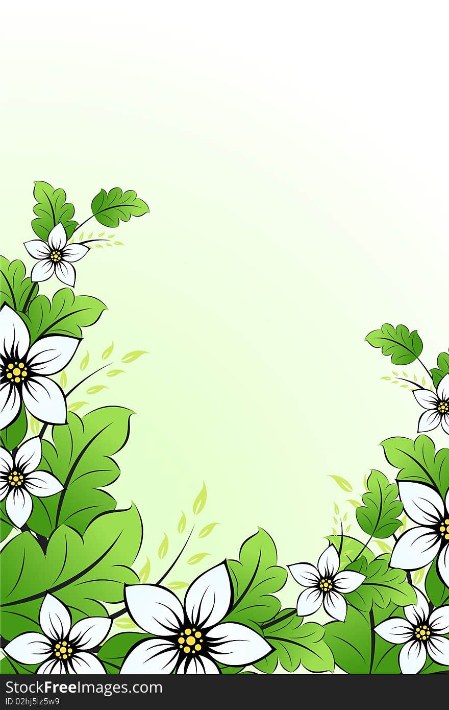 Abstract Background with flowers and leaves for your design. Abstract Background with flowers and leaves for your design