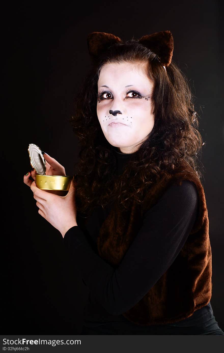 Cat-girl With Can.