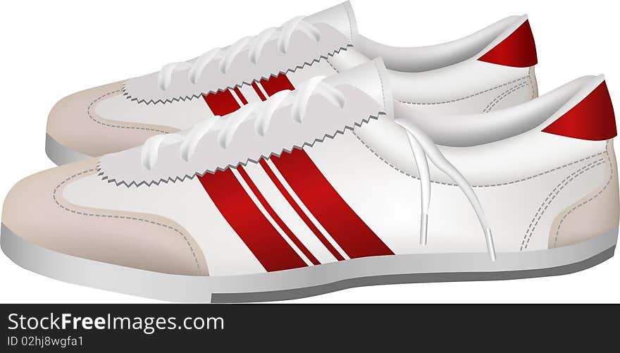 White and red sport shoes