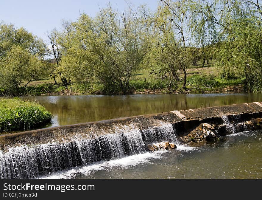 The Fallwaters  in a river in a forest