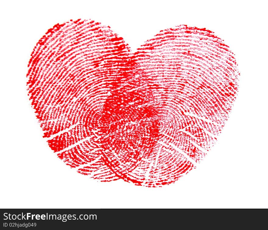 Red heart made of fingerprints