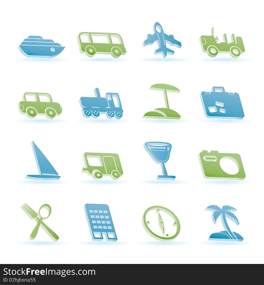 Travel, transportation, tourism and holiday icons -  icon set