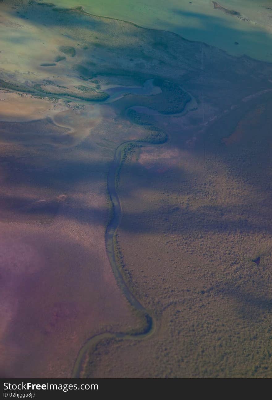 A river meandering through inland Belize. A river meandering through inland Belize