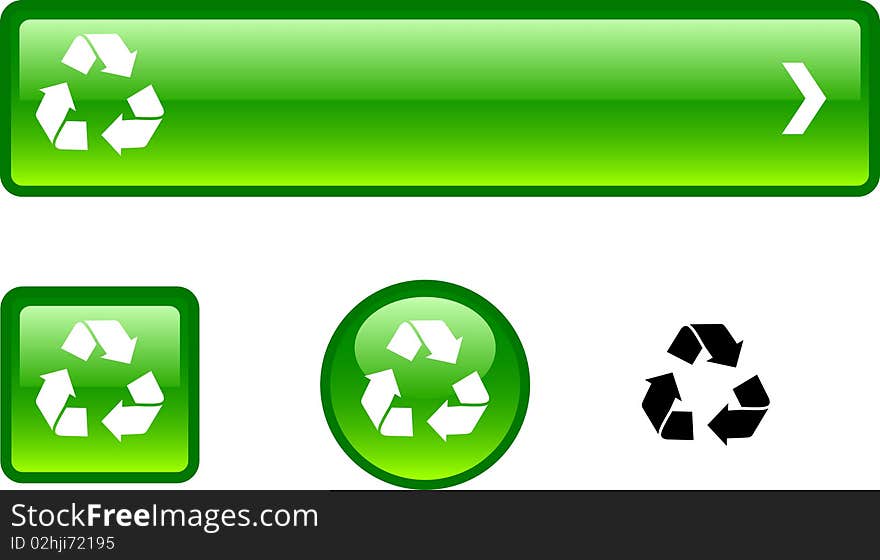 Recycle web buttons. Set of illustration. Recycle web buttons. Set of illustration.