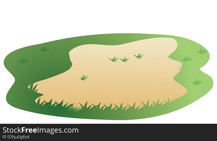 Illustration drawing of green lawn and grass