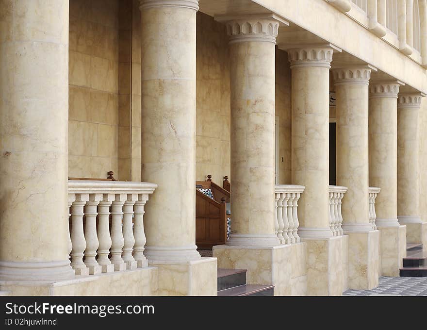 A porch in the building