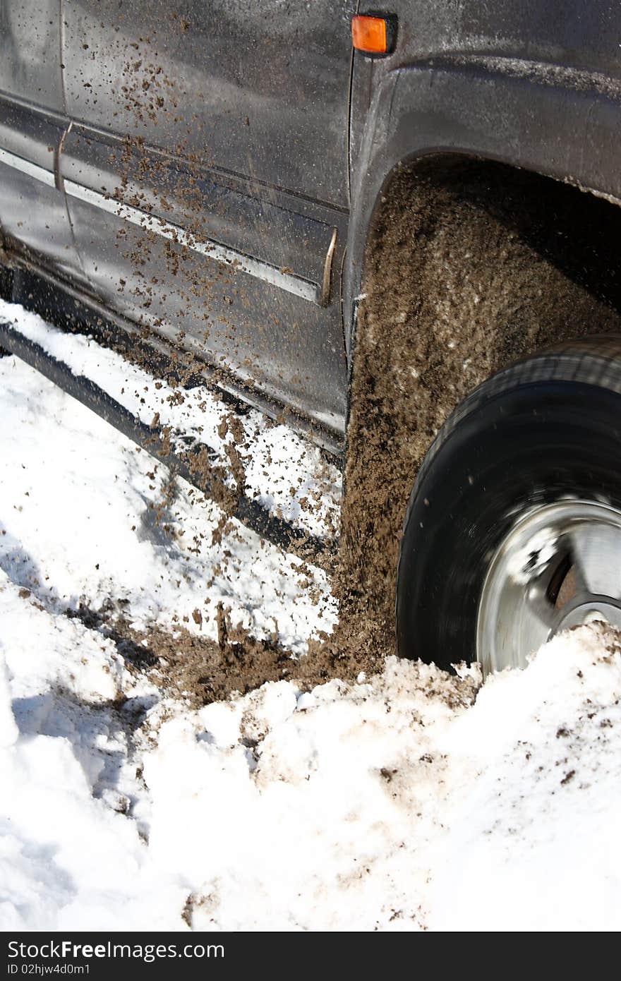 Jeep tire in a mud hole.