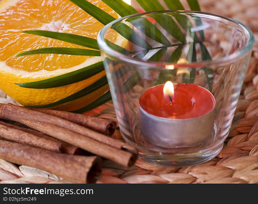 Orange romantic candles tea light