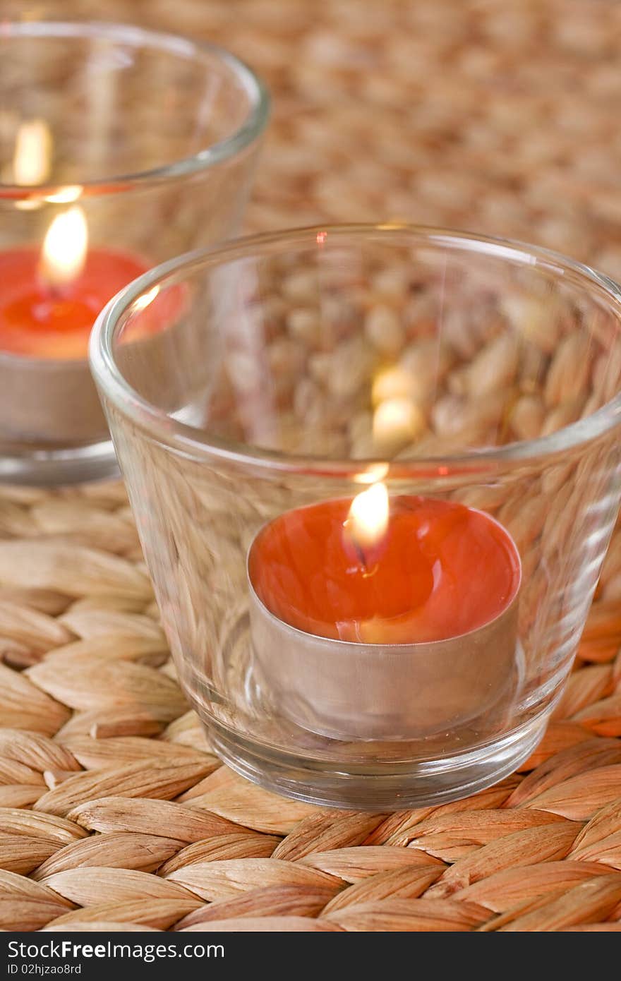 Orange romantic candles tea light