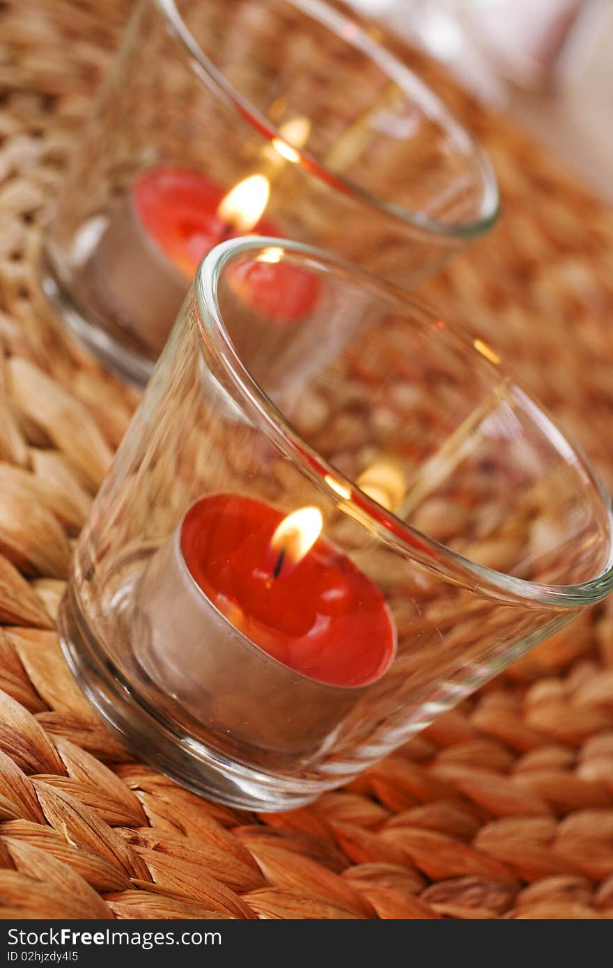 Orange romantic candles tea light