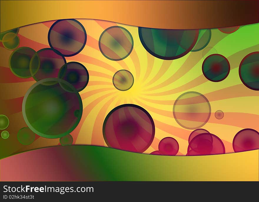 Multicolored abstract sunny bubble background