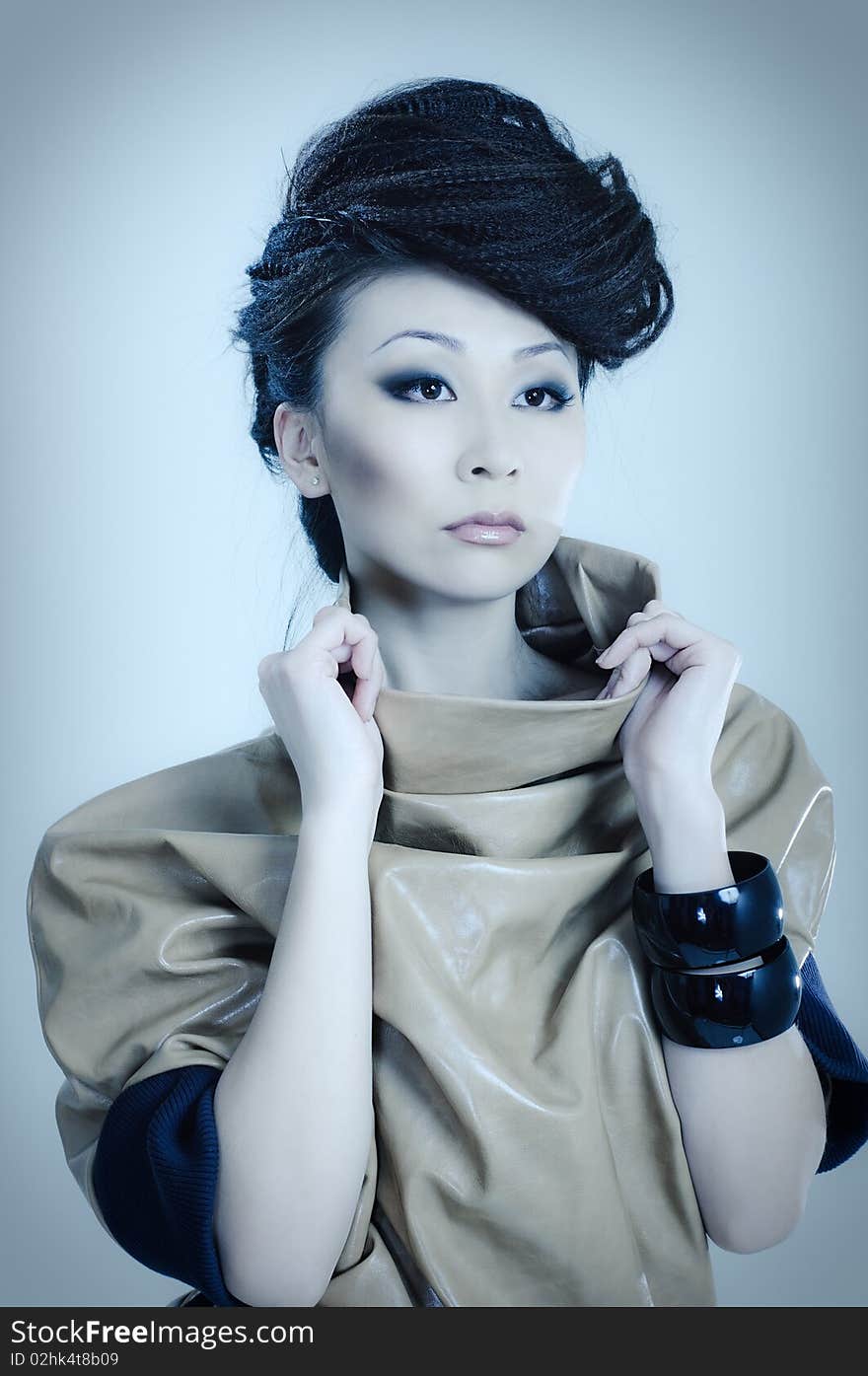 Asian beauty model in cold tones. Asian beauty model in cold tones