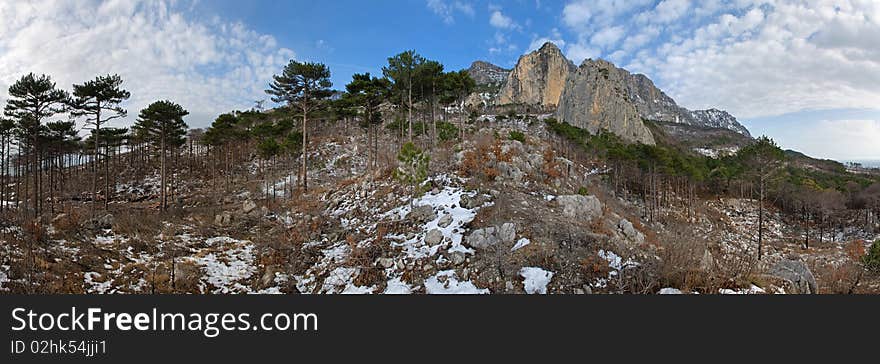 Panorama of the mountains of the south coast of Krimea. Panorama of the mountains of the south coast of Krimea