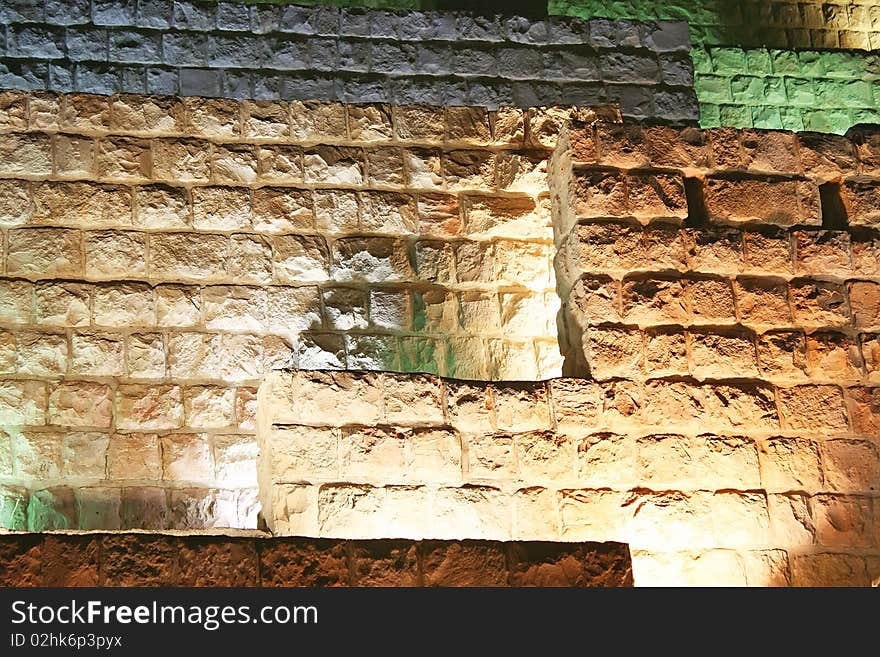 A lit wall near Quran Gate in Iran