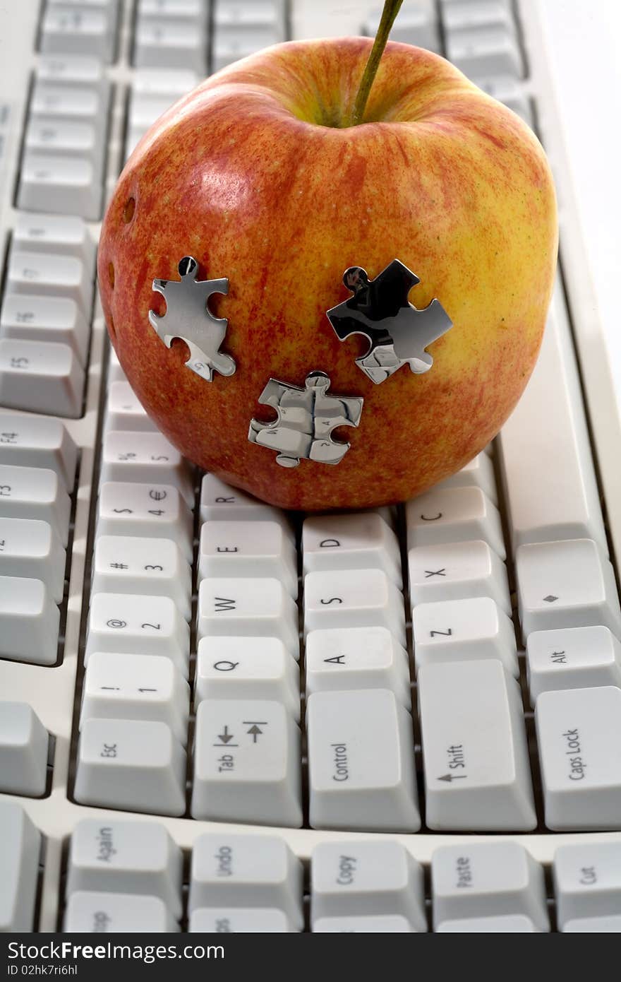 Red  Apple On Keyboard