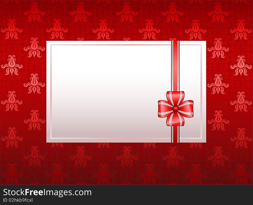 Red greeting card with red bow