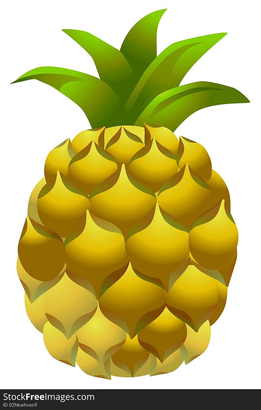 Illustration drawing of a pineapple isolate in white background