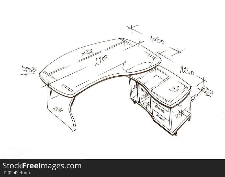 Hand drawn illustration of furniture isolated on white. Hand drawn illustration of furniture isolated on white.