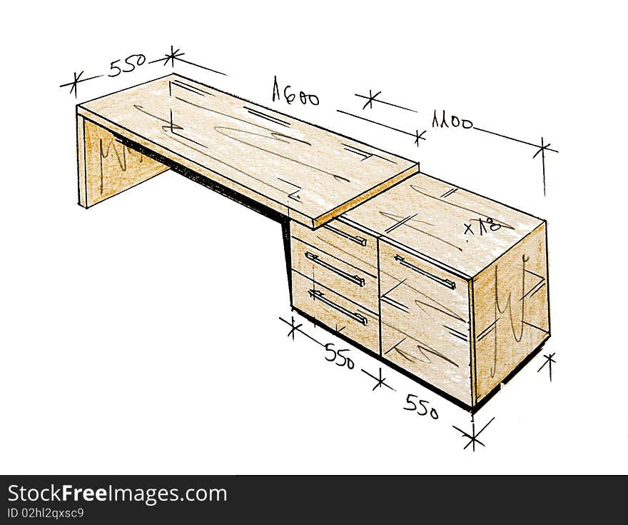 Hand drawn illustration of furniture isolated on white. Hand drawn illustration of furniture isolated on white.