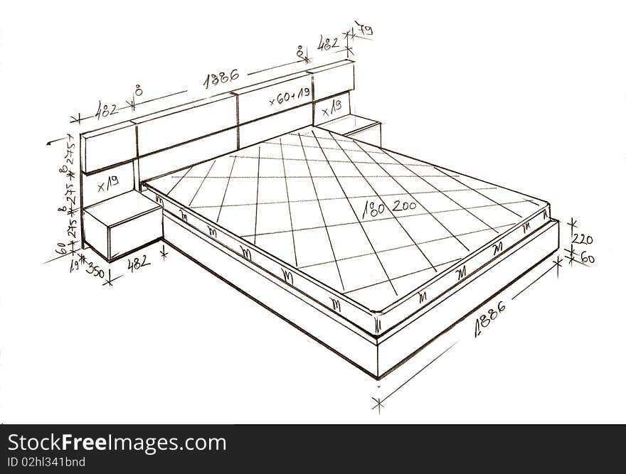 Hand drawn illustration of furniture isolated on white. Hand drawn illustration of furniture isolated on white.