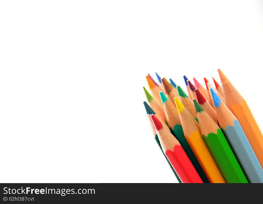 Colourful color pencil with white background