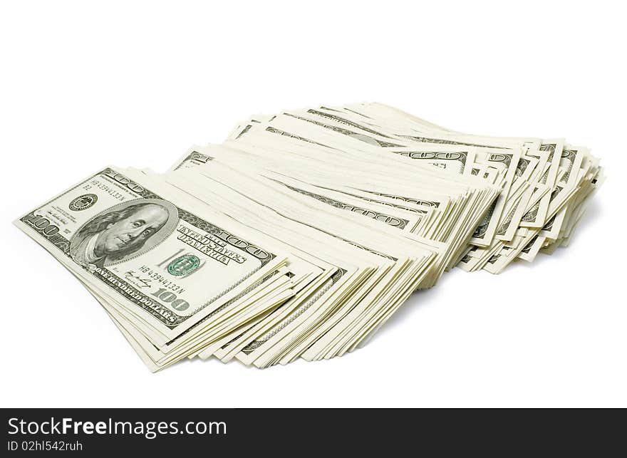 Pack of dollars isolated on white background. Pack of dollars isolated on white background