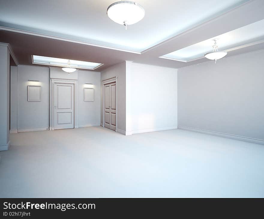 A gray 3d interior composition. A gray 3d interior composition