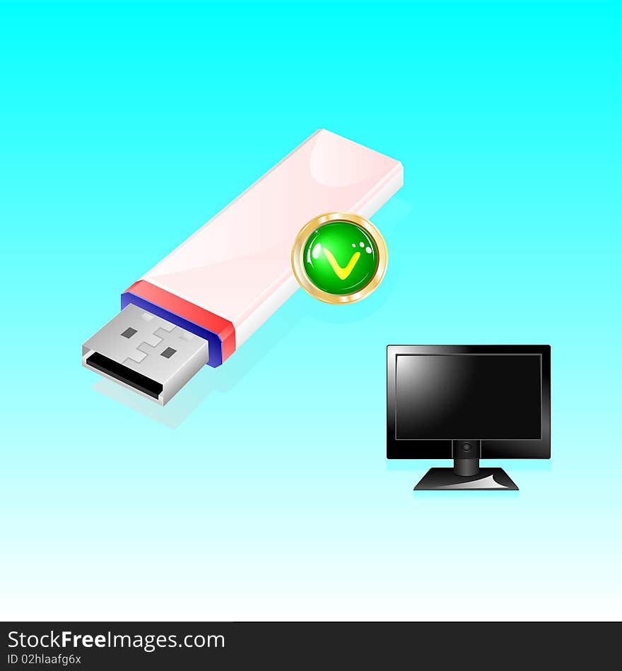 USB Flash drive and monitor for computer