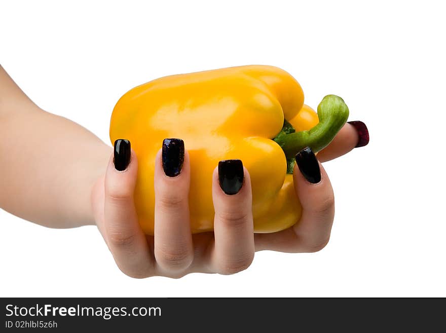 Yellow Pepper In A Hand