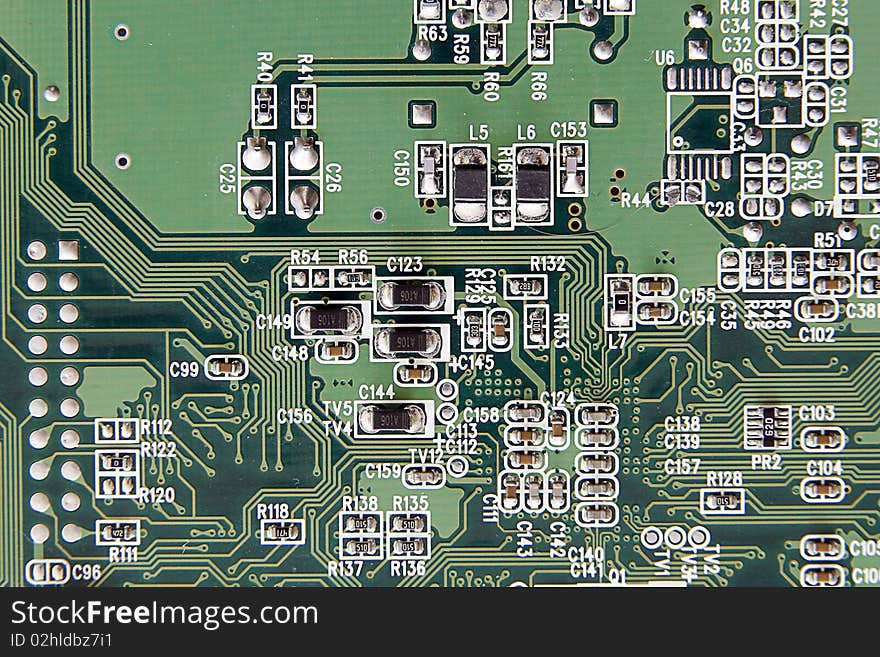 Detailed view of a mainboard. Detailed view of a mainboard