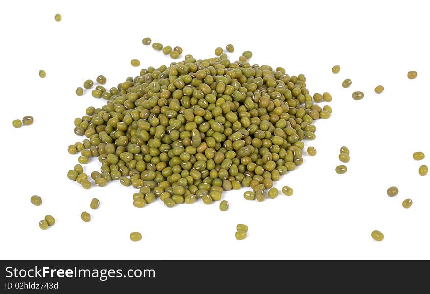 Stack of green soybeans isolated on a white background. Stack of green soybeans isolated on a white background