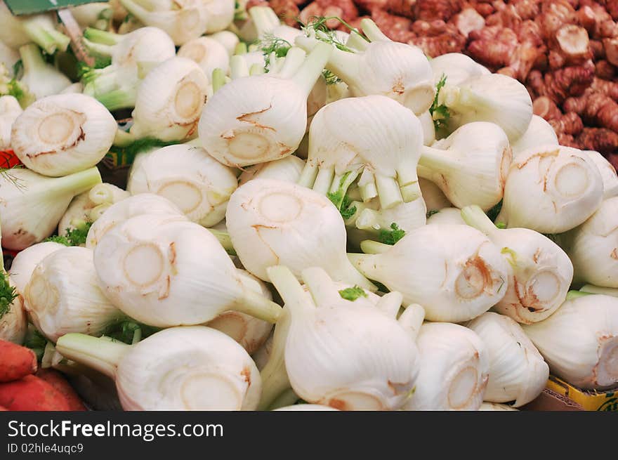 Close up of fennel on market stand