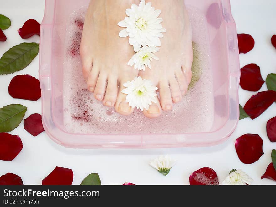 Part of procedure of an aromatherapy in a bath with foam. Part of procedure of an aromatherapy in a bath with foam