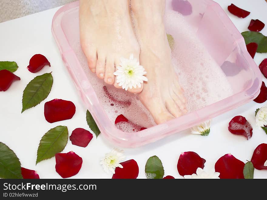 Part of procedure of an aromatherapy in a bath with foam. Part of procedure of an aromatherapy in a bath with foam