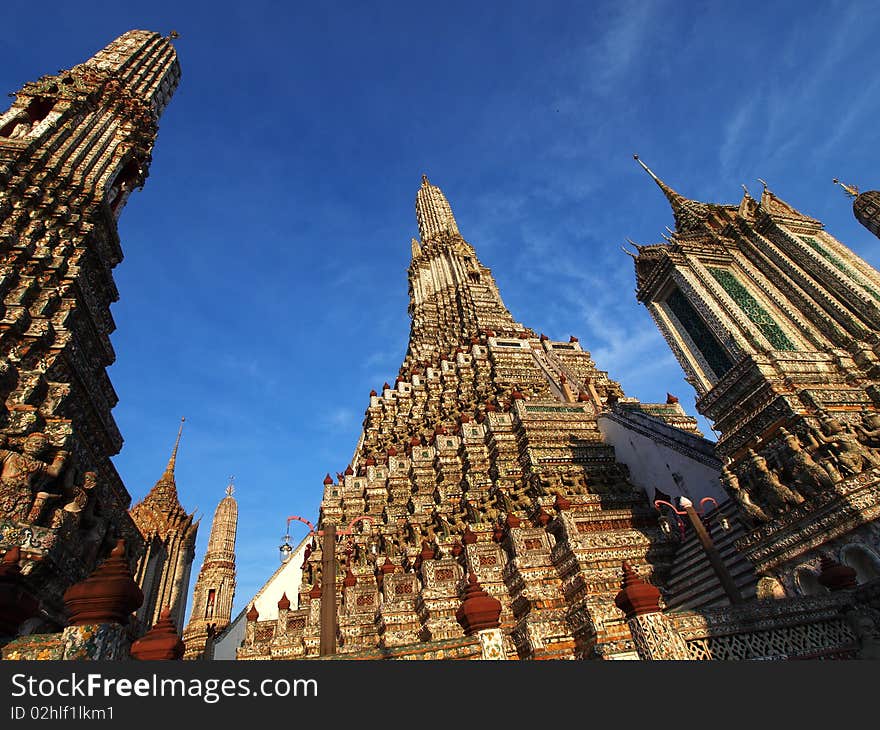 A Great Pagoda of Wat Arun aka the pagoda of the sunset temple in Bangkok, Thailand. A Great Pagoda of Wat Arun aka the pagoda of the sunset temple in Bangkok, Thailand